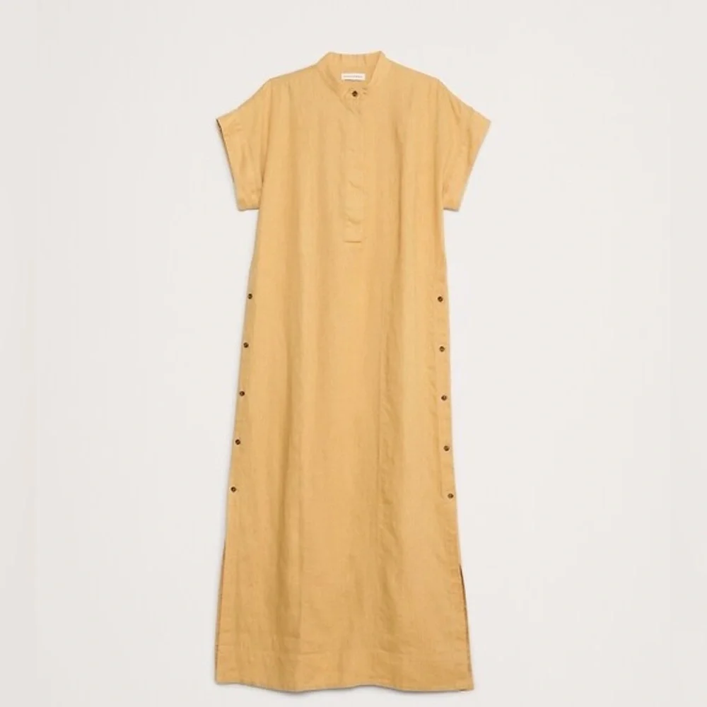 NEW! Banana Republic Stone Facade Linen Kaftan Maxi Dress - Size Medium 🌎 - Picture 5 of 5